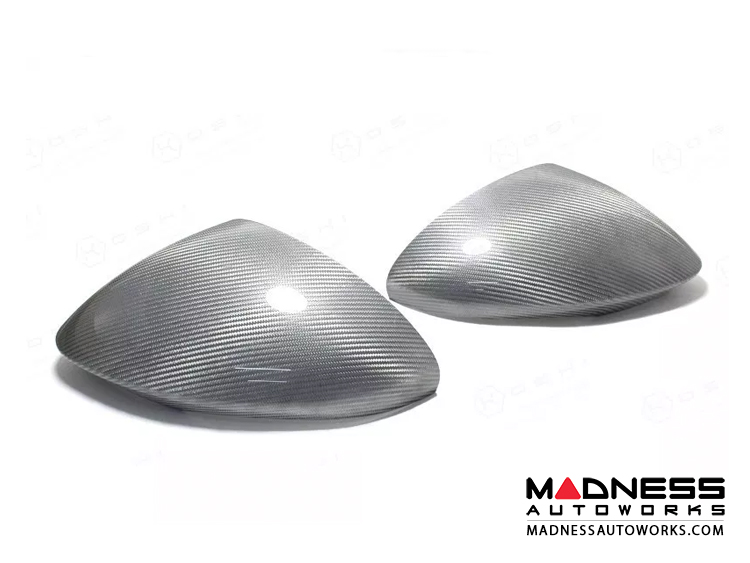 Maserati Grecale Mirror Covers - Carbon Fiber - Full Replacements - White Candy